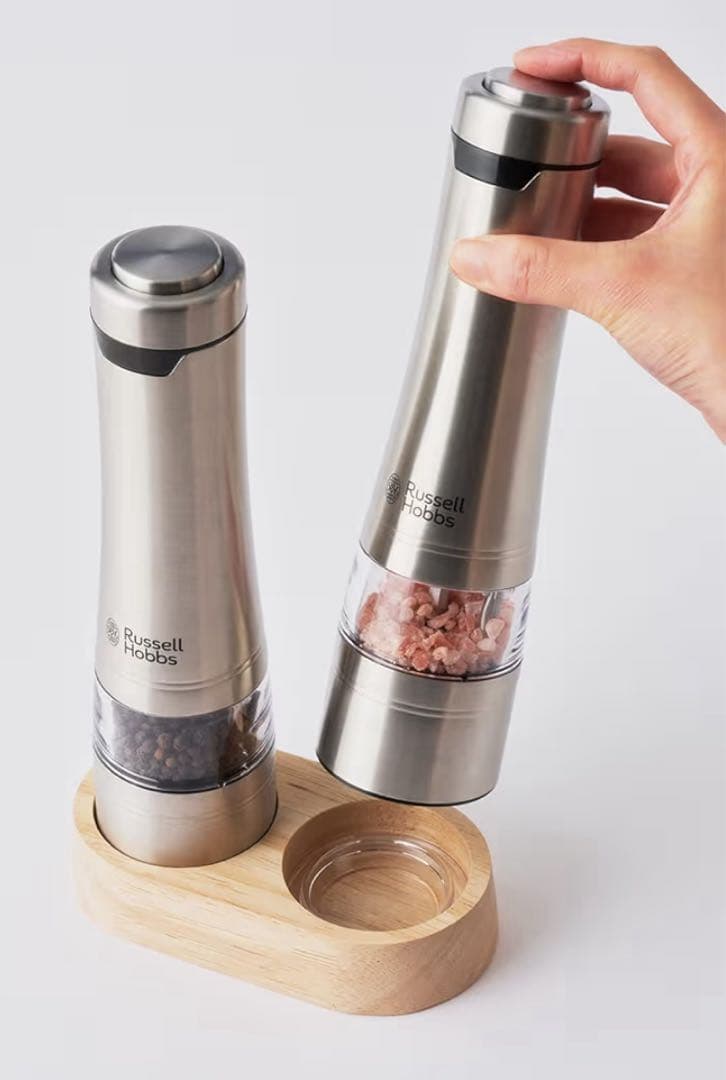 新品★Russell Hobbs★電動ペッパーミル★ウッドスタンド付き