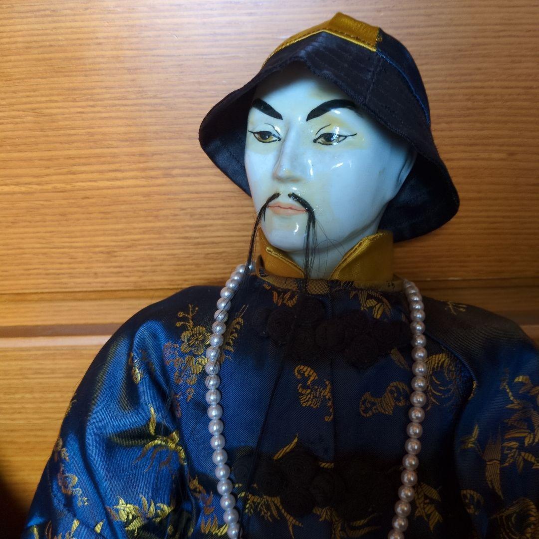✴アンティーク 「中国ペア人形」✴頭と手足は陶製・清朝時代の髪型と装いです✴