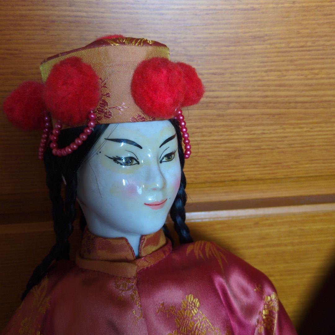 ✴アンティーク 「中国ペア人形」✴頭と手足は陶製・清朝時代の髪型と装いです✴