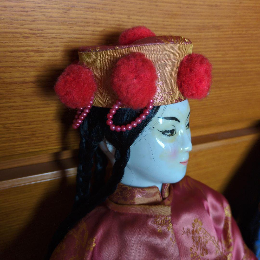 ✴アンティーク 「中国ペア人形」✴頭と手足は陶製・清朝時代の髪型と装いです✴