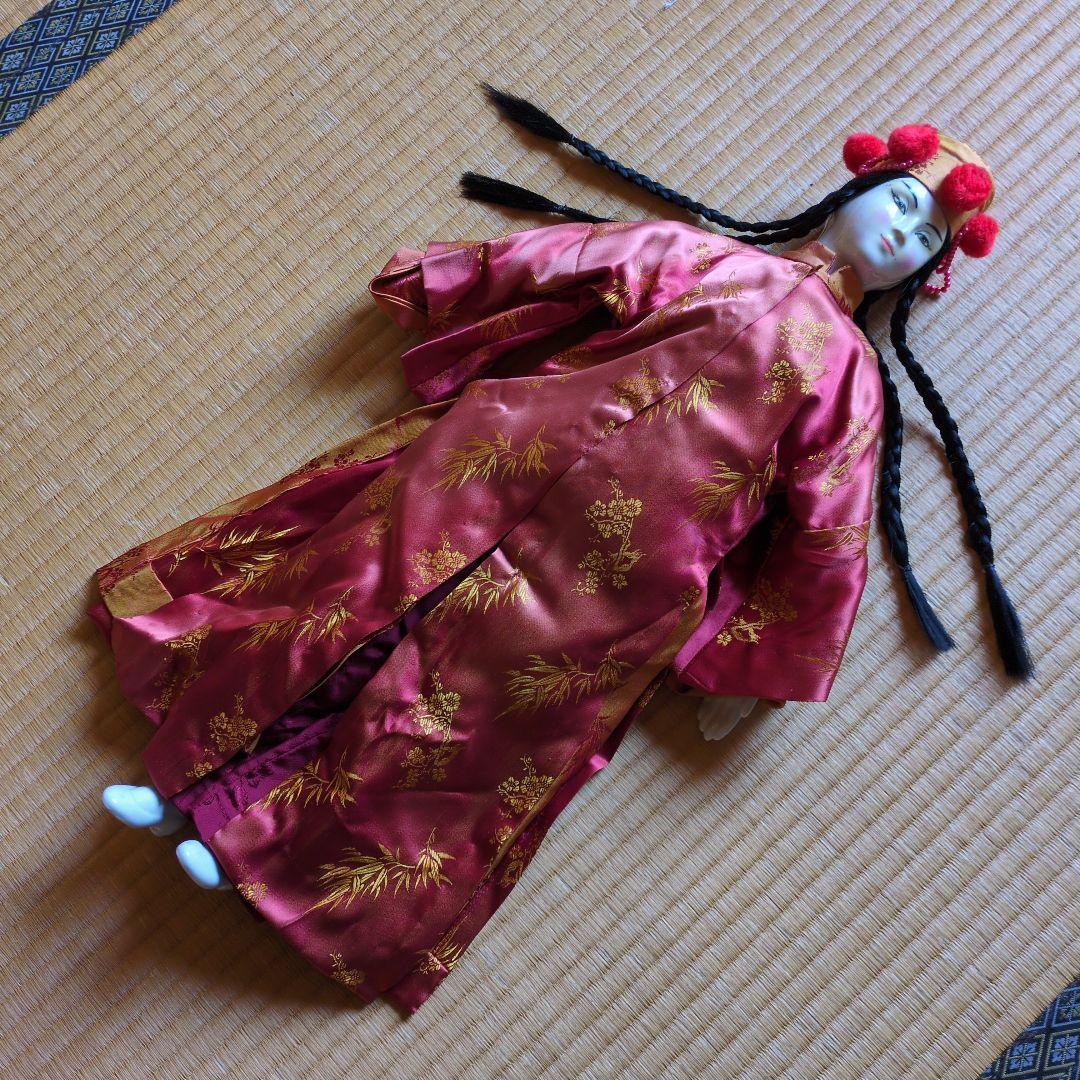 ✴アンティーク 「中国ペア人形」✴頭と手足は陶製・清朝時代の髪型と装いです✴