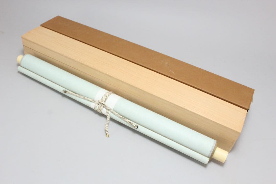 No5599掛軸　有友藺渓　山水画賛　紙本　合箱/畳箱　日本画　古美術　送料無料