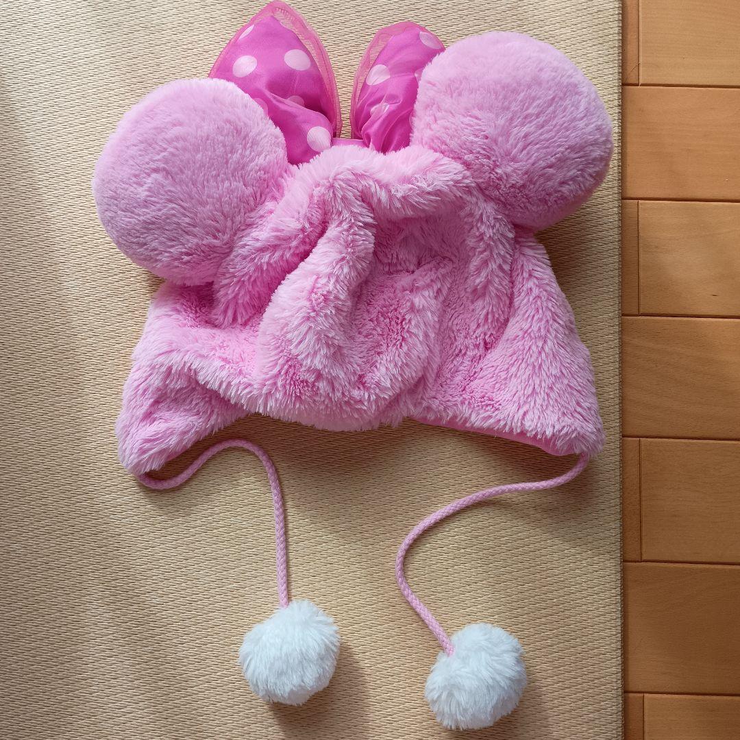 ミニーマウス ピンク フリース帽子