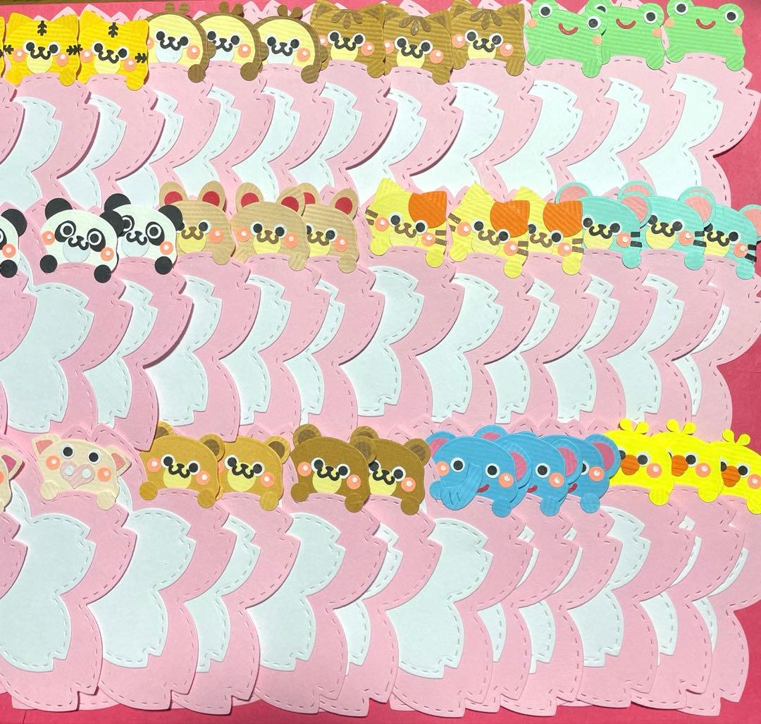 クラフトパンチ 保育 メッセージカード どうぶつ 卒園 春 桜型 さくらカード