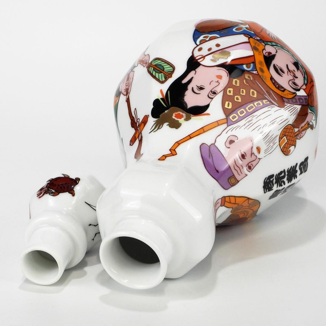 有田焼 色絵 七福神 飾壺 商売繁昌 家内安全 開運招福/高さ約32.8cm