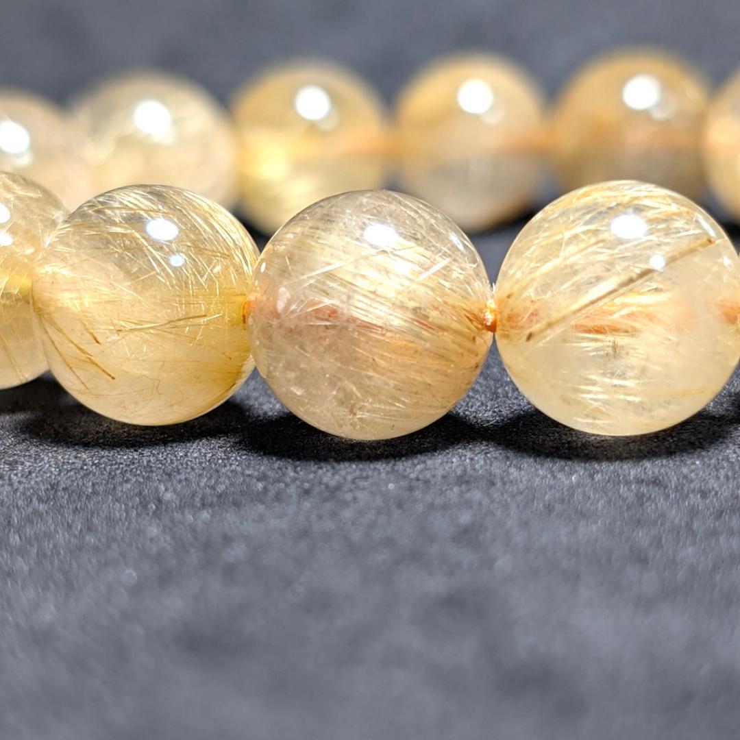 一点物【濃密すぎる金針が最高】ゴールドルチル ブレスレット 12ミリ 最強数珠