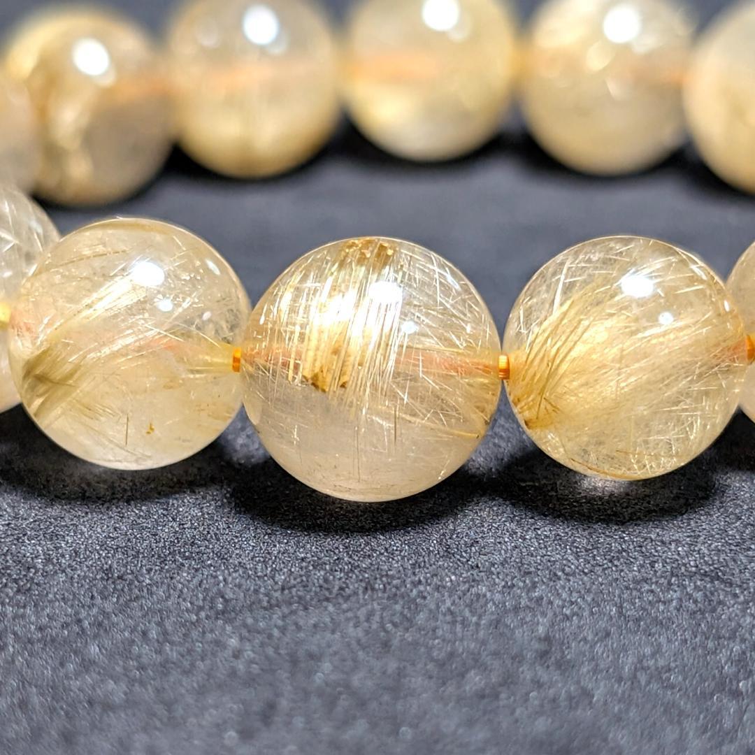 一点物【濃密すぎる金針が最高】ゴールドルチル ブレスレット 12ミリ 最強数珠