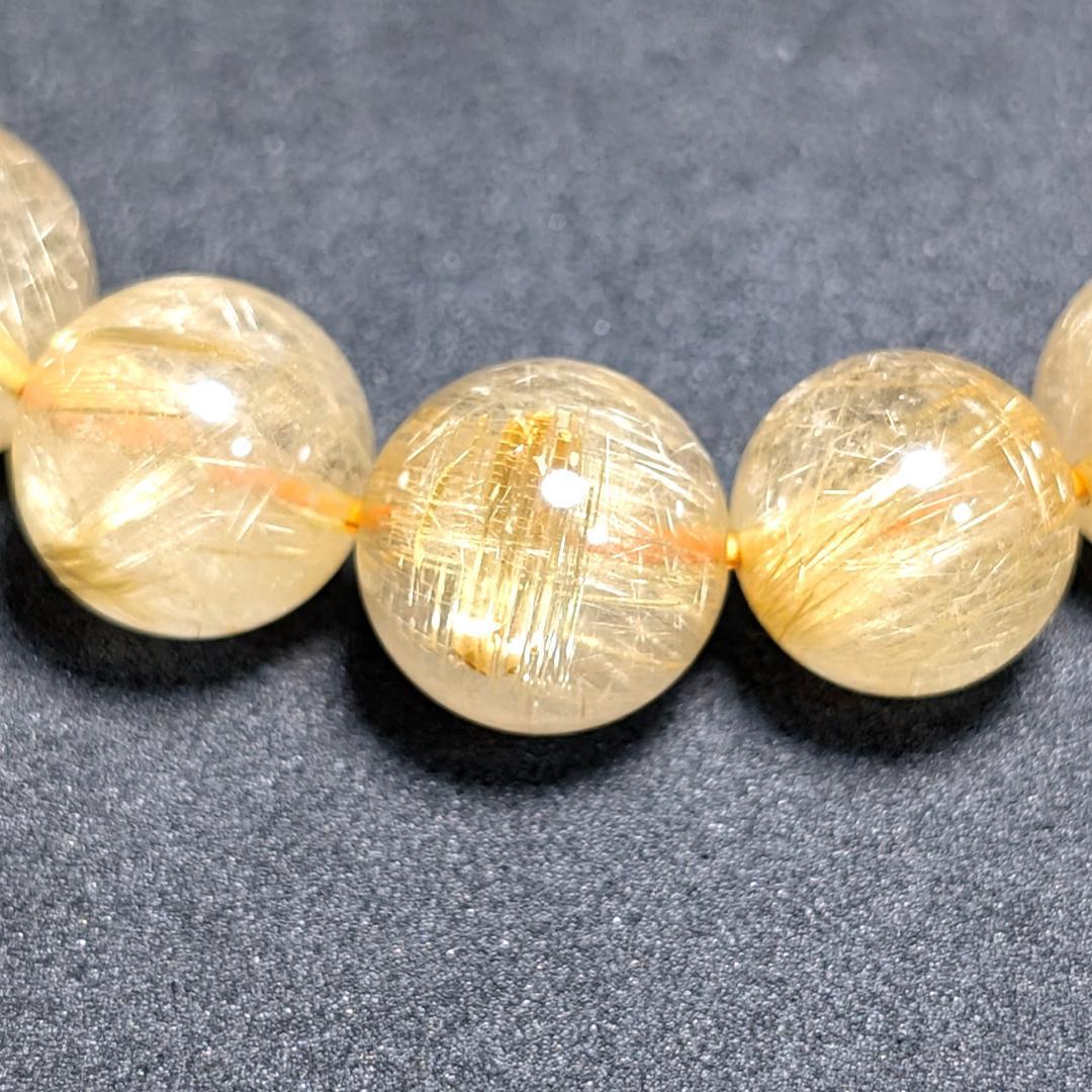 一点物【濃密すぎる金針が最高】ゴールドルチル ブレスレット 12ミリ 最強数珠