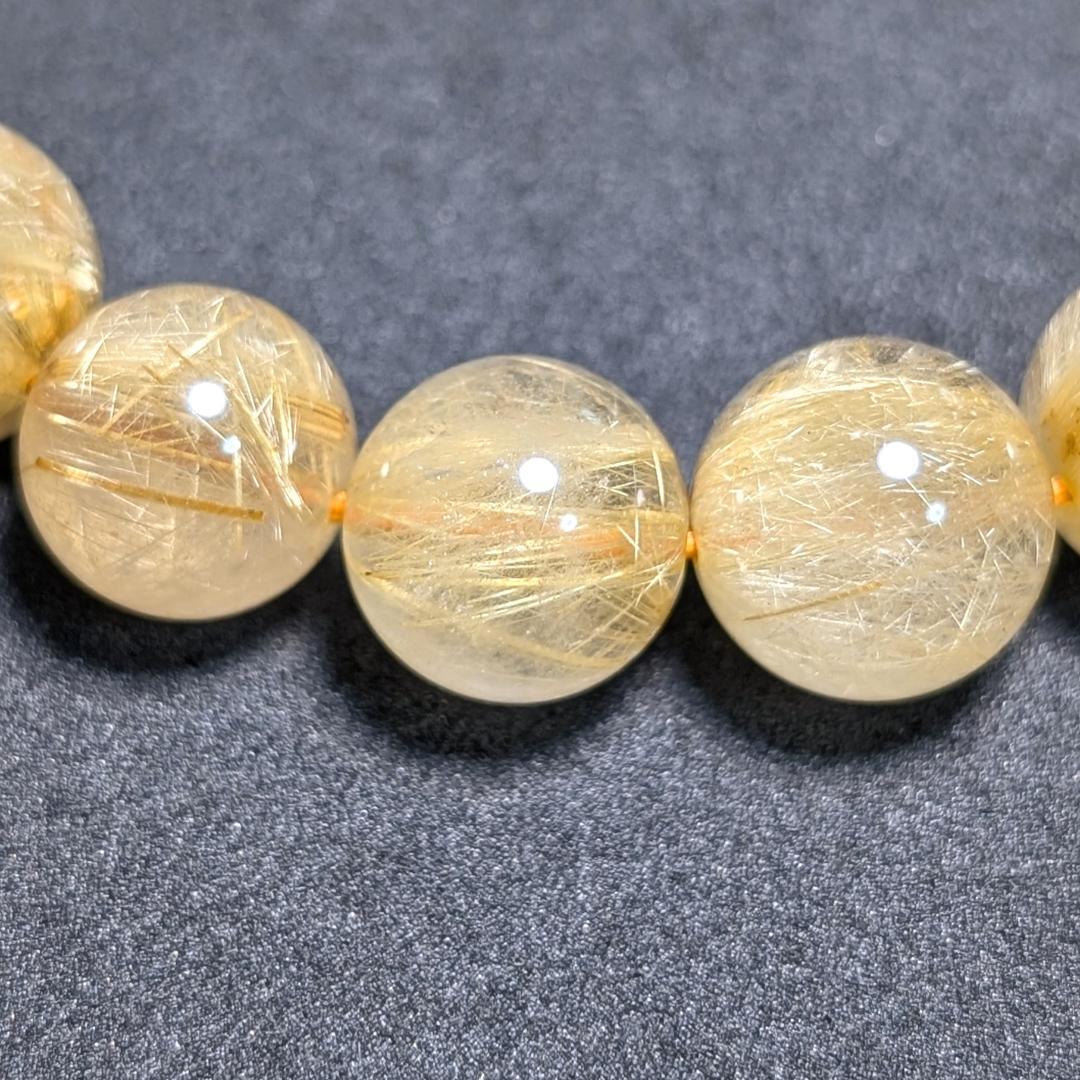 一点物【濃密すぎる金針が最高】ゴールドルチル ブレスレット 12ミリ 最強数珠