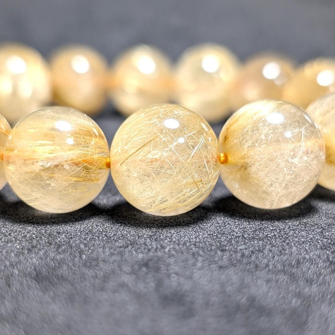 一点物【濃密すぎる金針が最高】ゴールドルチル ブレスレット 12ミリ 最強数珠