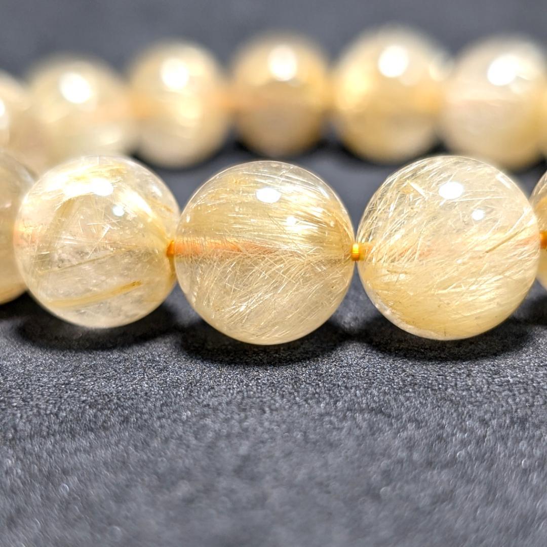 一点物【濃密すぎる金針が最高】ゴールドルチル ブレスレット 12ミリ 最強数珠