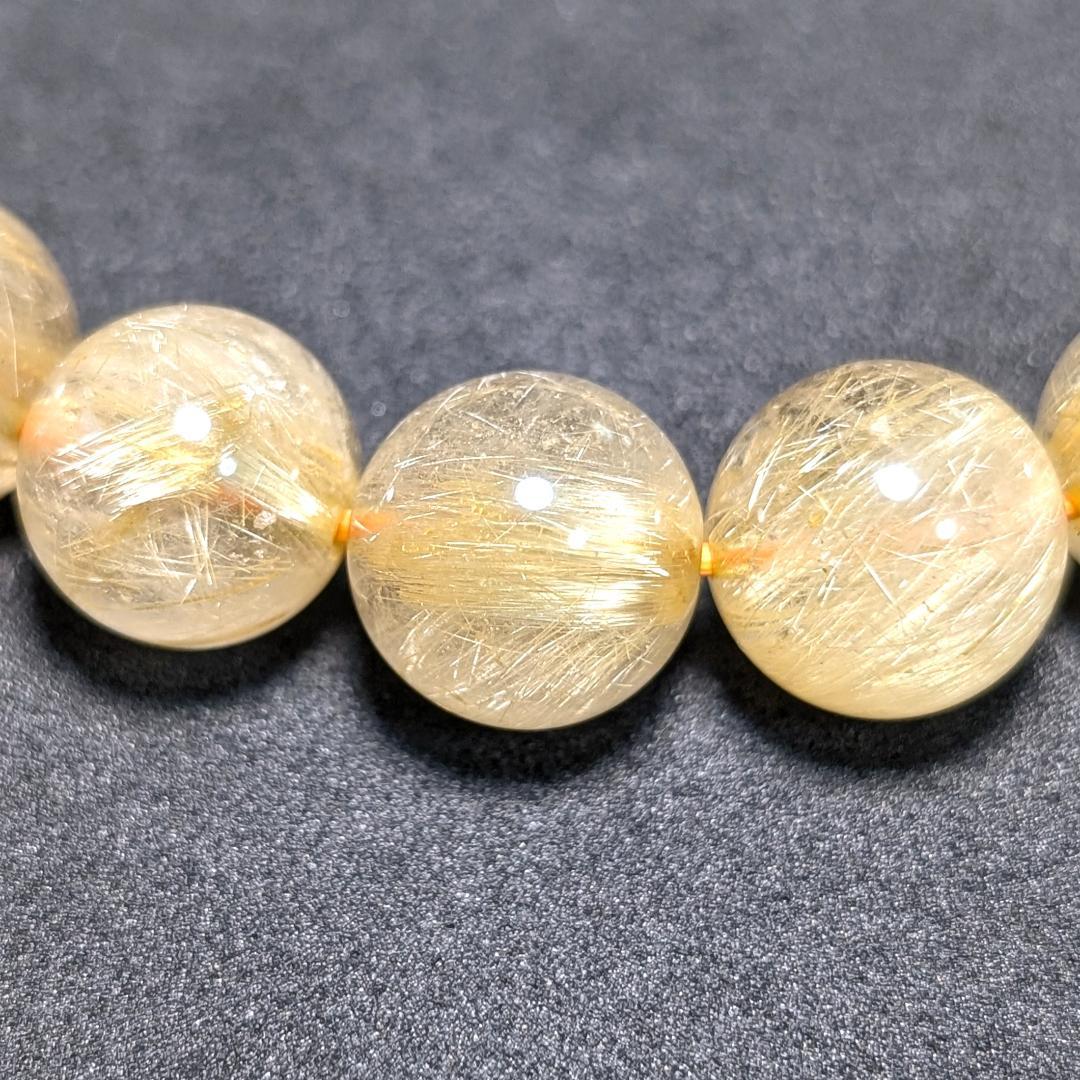 一点物【濃密すぎる金針が最高】ゴールドルチル ブレスレット 12ミリ 最強数珠