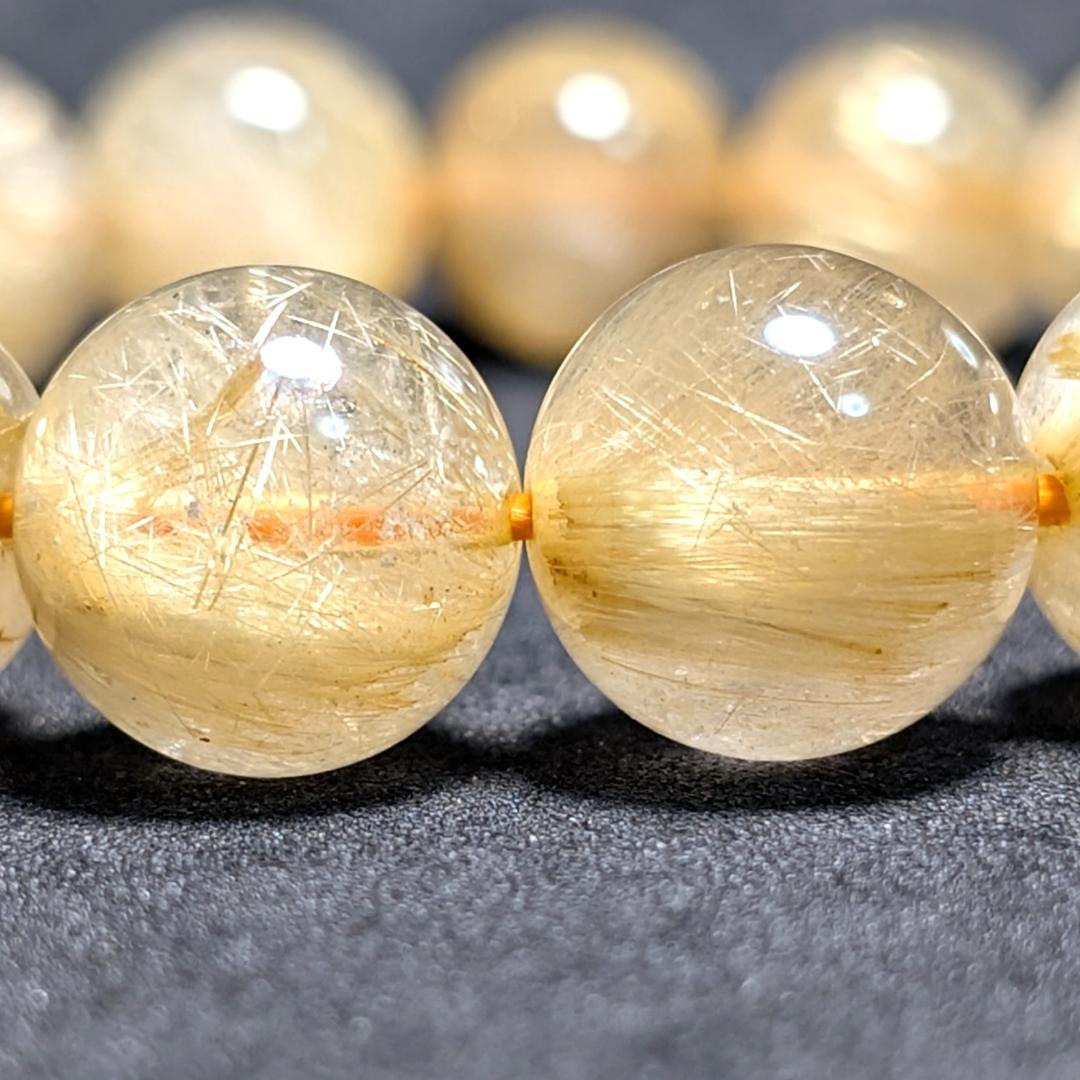 一点物【濃密すぎる金針が最高】ゴールドルチル ブレスレット 12ミリ 最強数珠