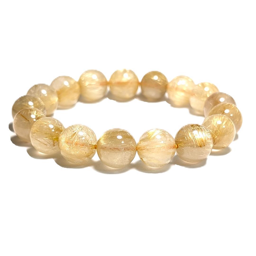 一点物【濃密すぎる金針が最高】ゴールドルチル ブレスレット 12ミリ 最強数珠
