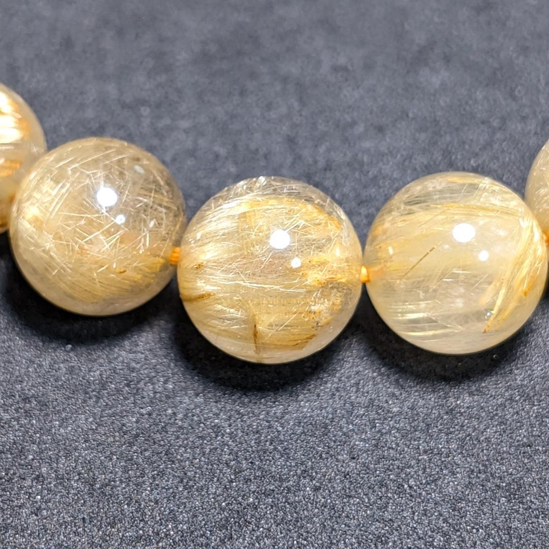 一点物【濃密すぎる金針が最高】ゴールドルチル ブレスレット 12ミリ 最強数珠