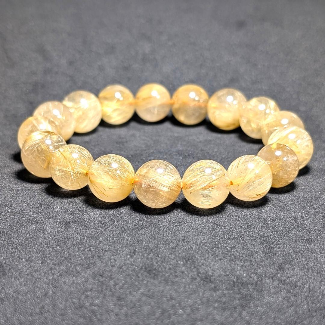 一点物【濃密すぎる金針が最高】ゴールドルチル ブレスレット 12ミリ 最強数珠