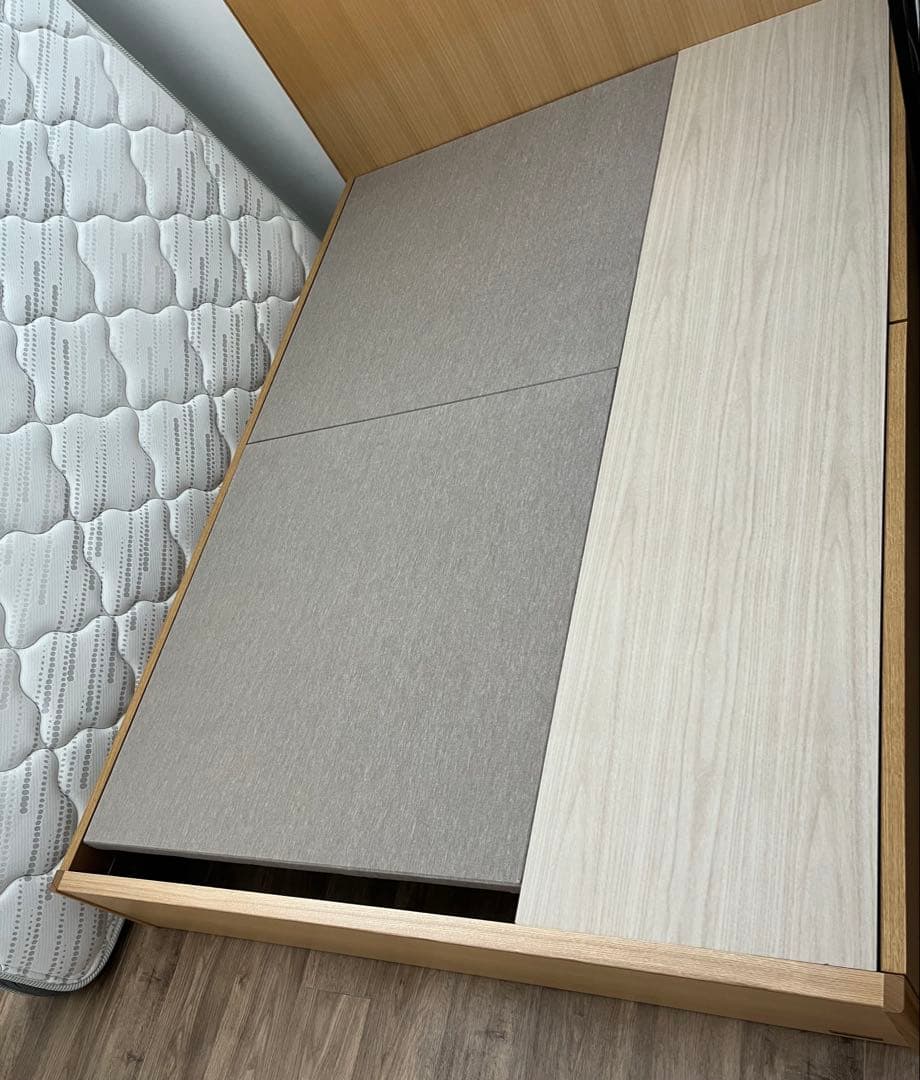 FranceBed　ダブル＆マットレスセット（収納付き・木製）