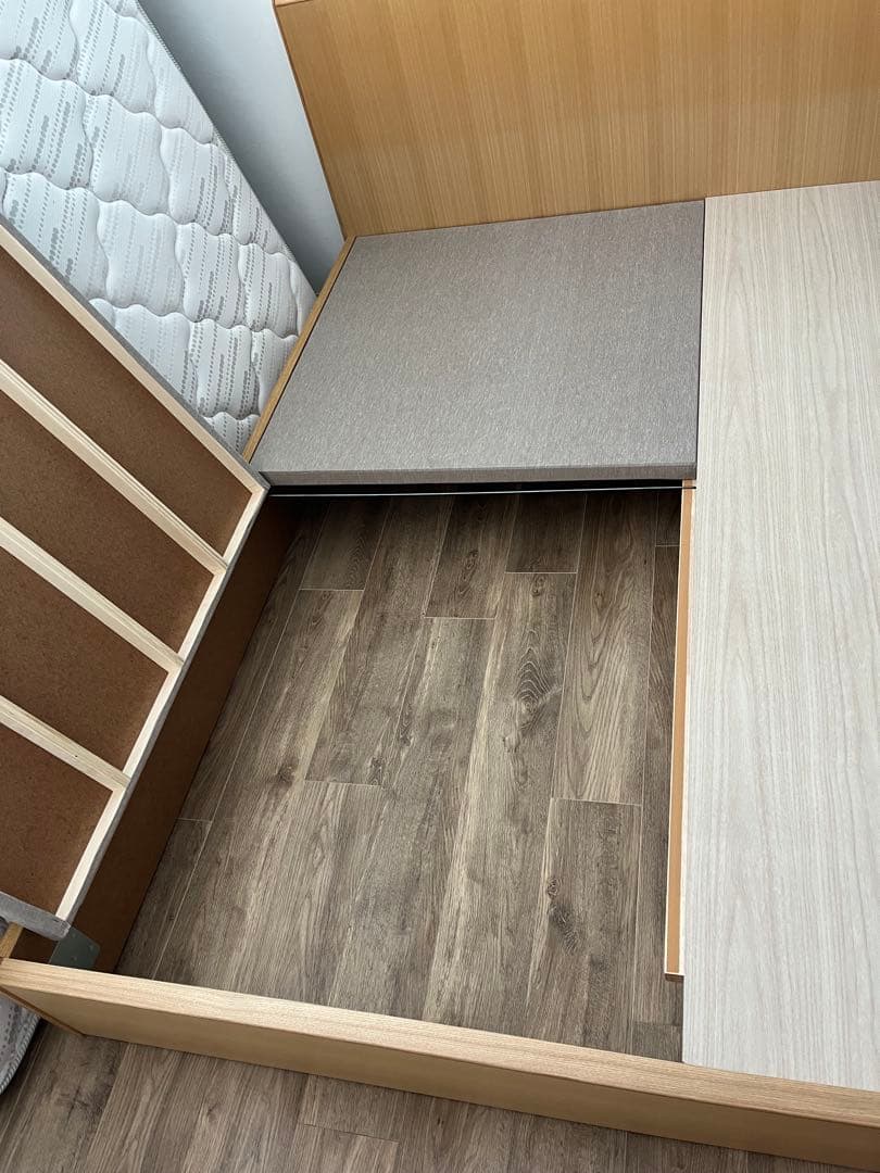 FranceBed　ダブル＆マットレスセット（収納付き・木製）