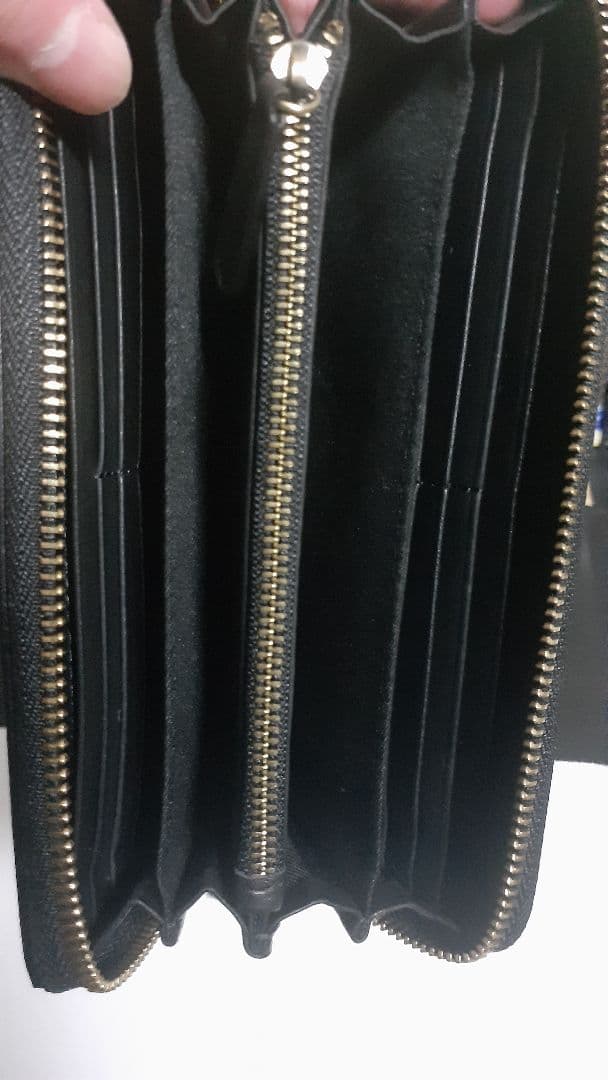 長財布　黒革　がしゃどくろ&富士山