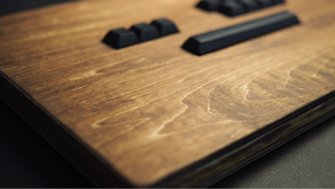 【自作アケコン】木製キーボード型レバーレスコントローラー　ダークウォルナット