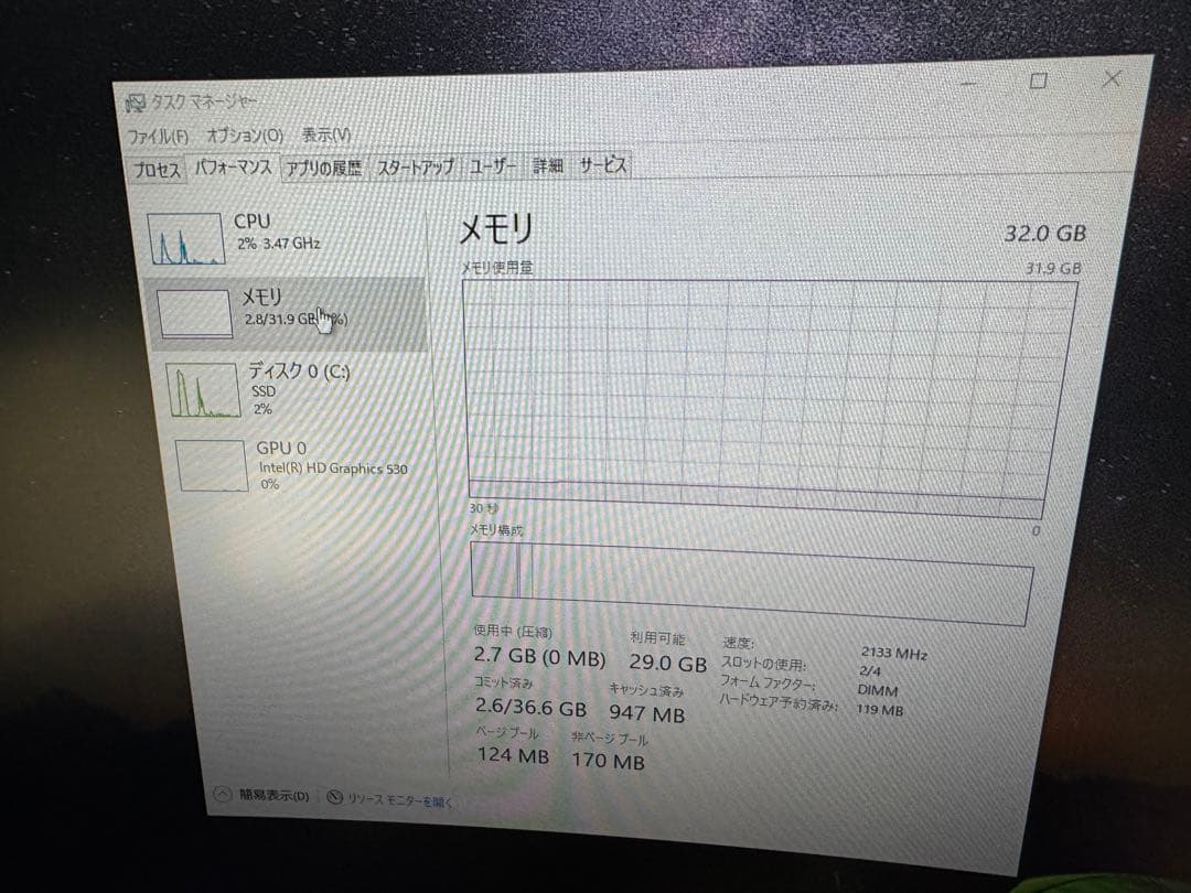 （19）PCメモリー DDR4-2133 16GB2枚