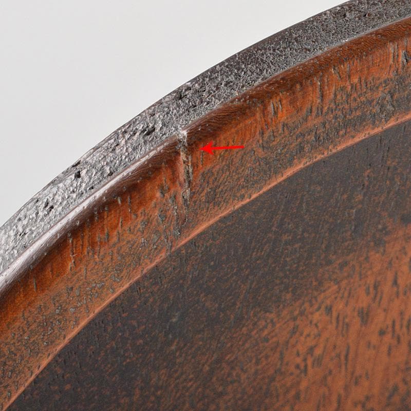 中国　唐木紫檀製　刻雙龍文　蓋物　数珠入　V　R6021E