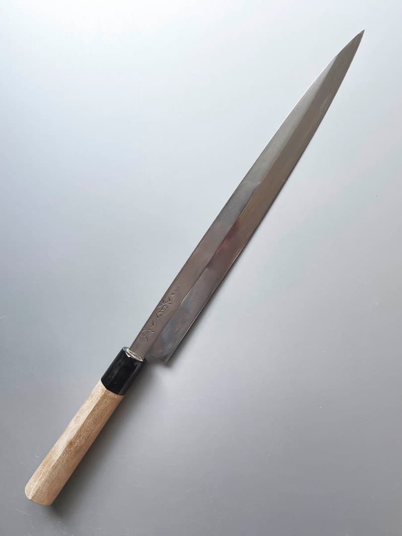 京都 有次 本焼 柳刃包丁 尺寸（30cm） 鞘付き 新品水牛柄