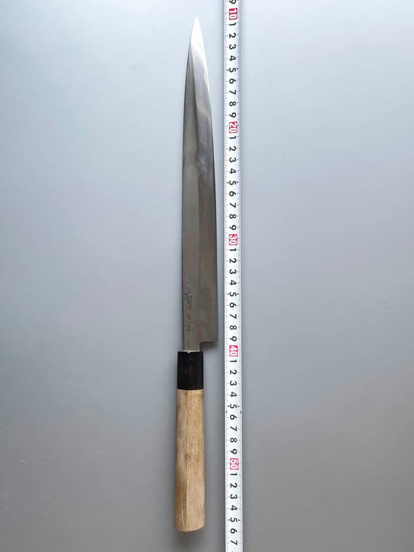 京都 有次 本焼 柳刃包丁 尺寸（30cm） 鞘付き 新品水牛柄