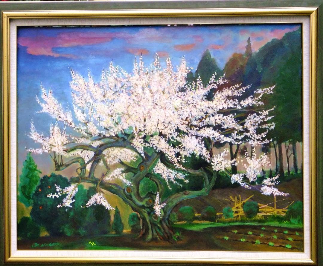 絵画 永田芳郎作　画題　生命百年の梅古木　F30号　アクリルキャンバス画