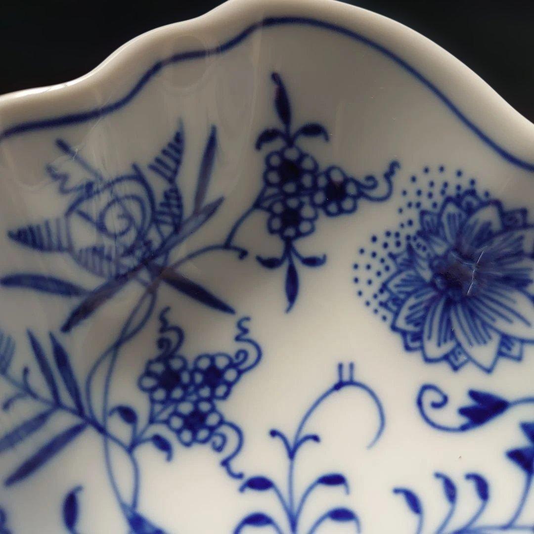 マイセン ブルーオニオン オープンシュガー リーフディッシュ