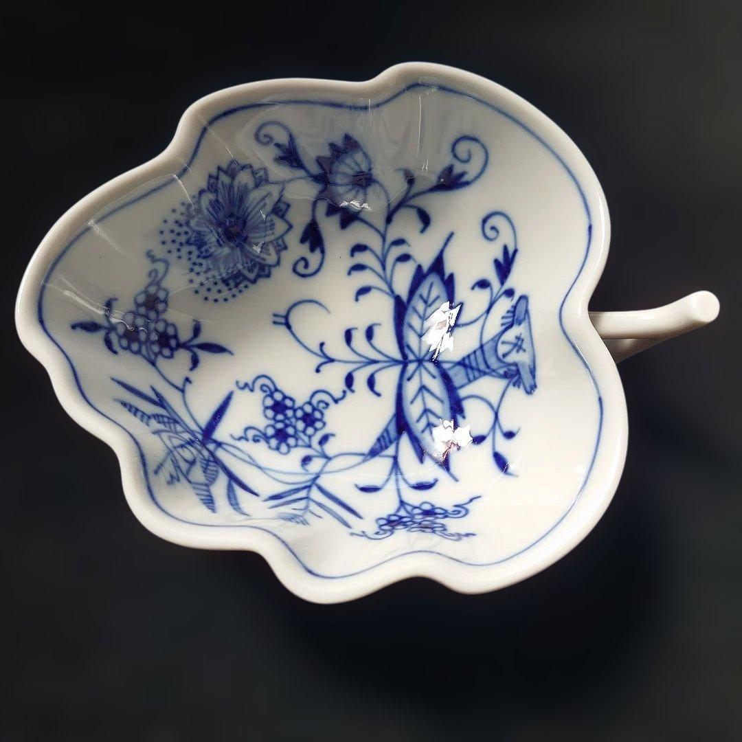 マイセン ブルーオニオン オープンシュガー リーフディッシュ