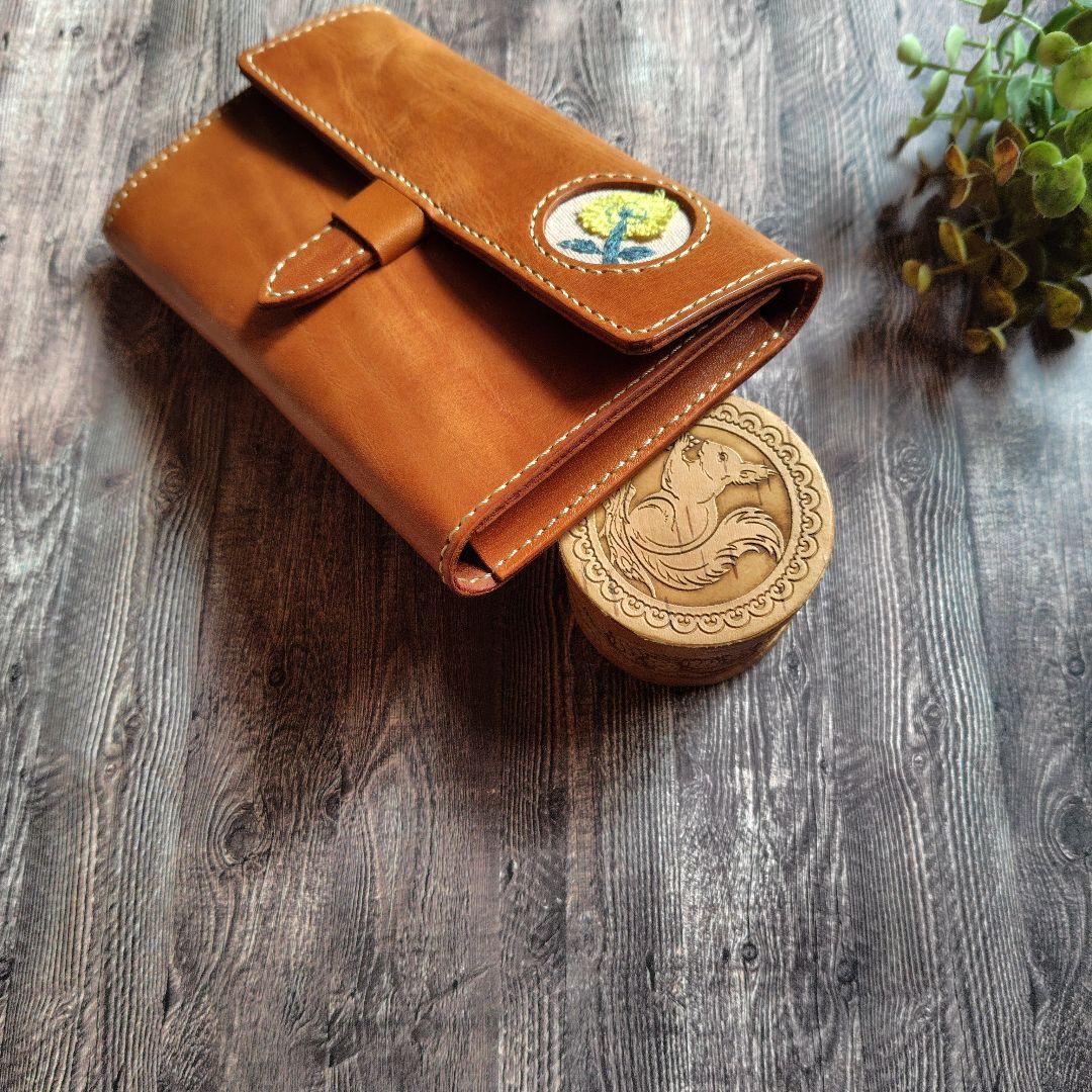 ハンドメイド 本革 お薬手帳カバー 母子手帳カバー 通帳ポーチ ミナペルホネン