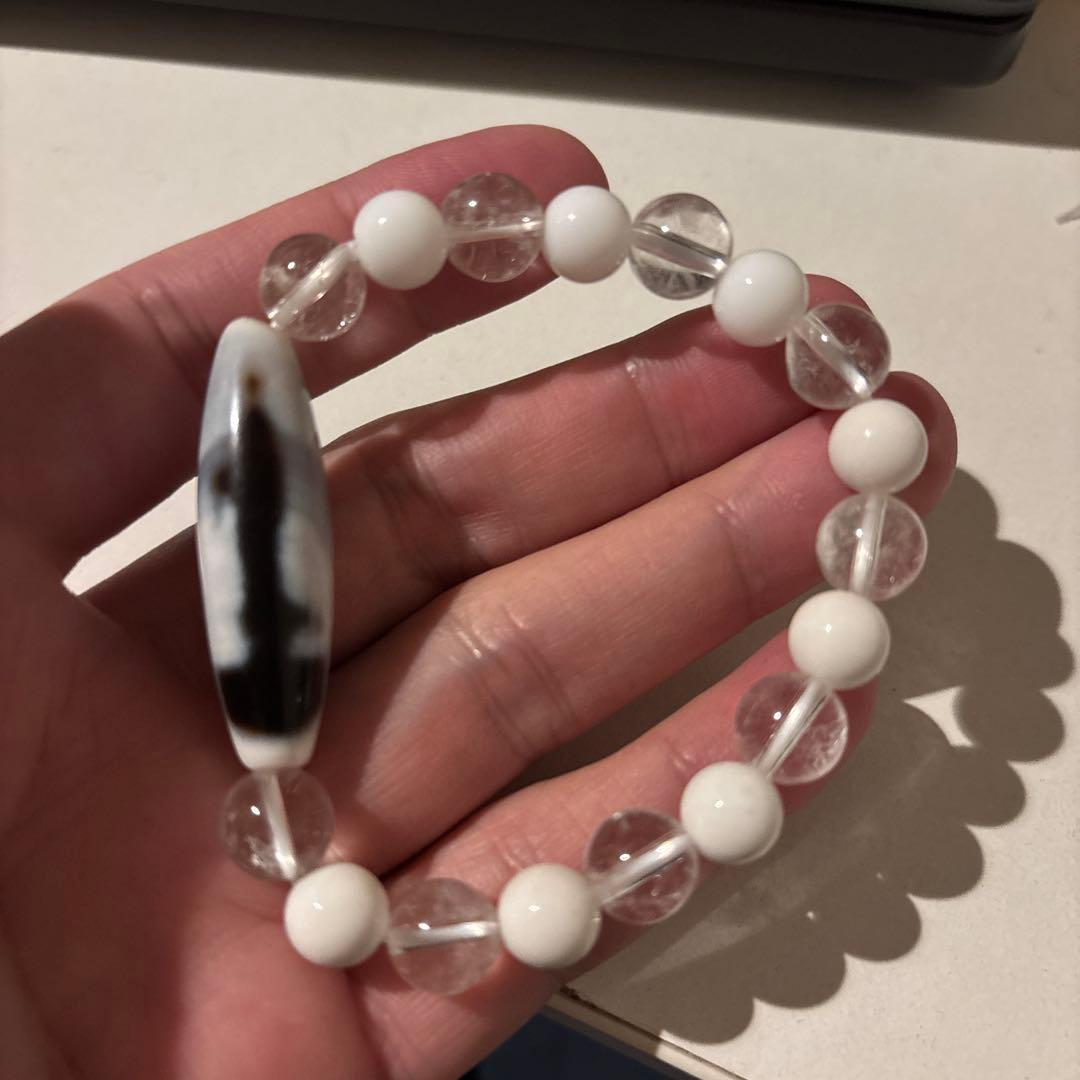 すごい浄化！白い観音如意天珠！ホワイトオニキスとガーネッシュヒマール水晶！