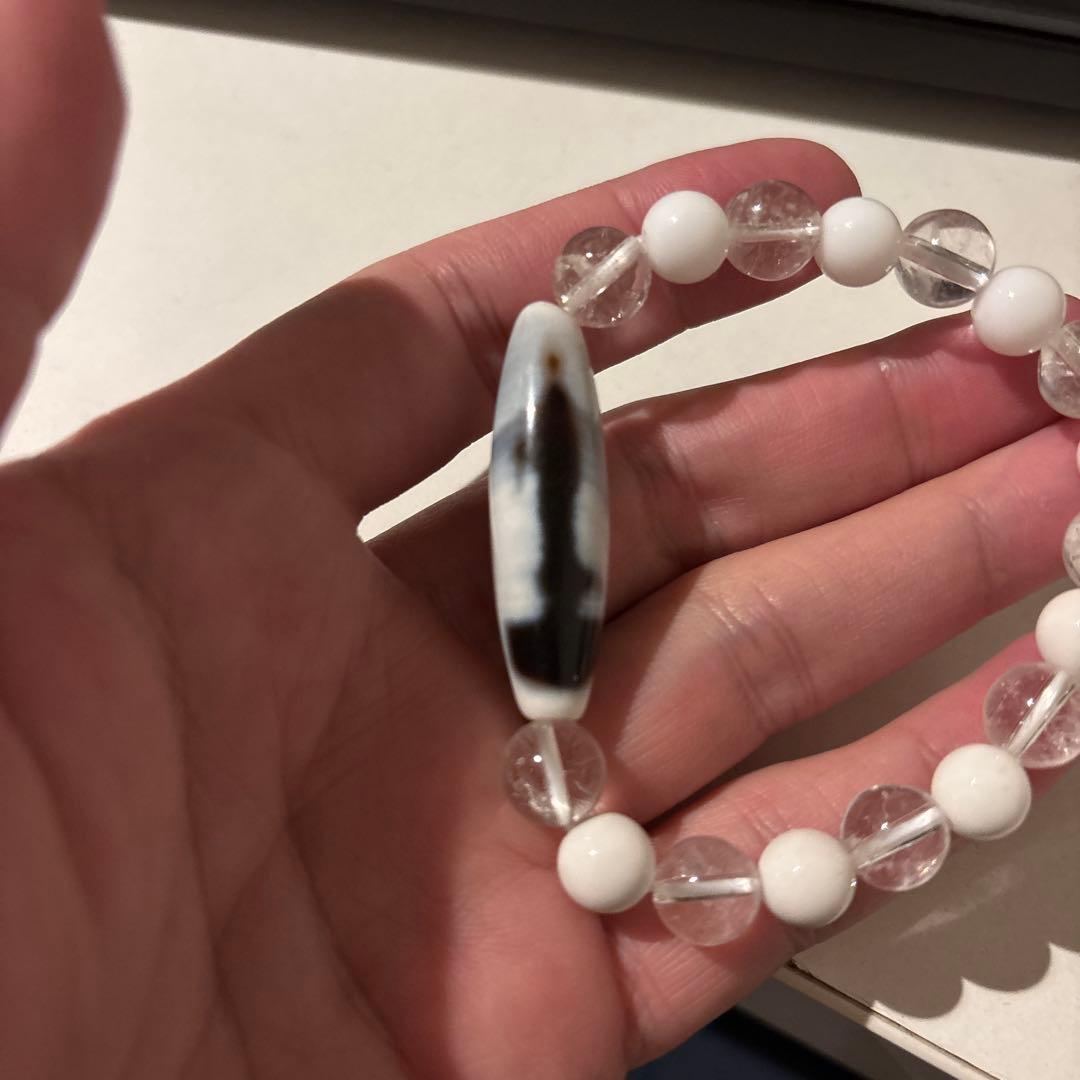 すごい浄化！白い観音如意天珠！ホワイトオニキスとガーネッシュヒマール水晶！