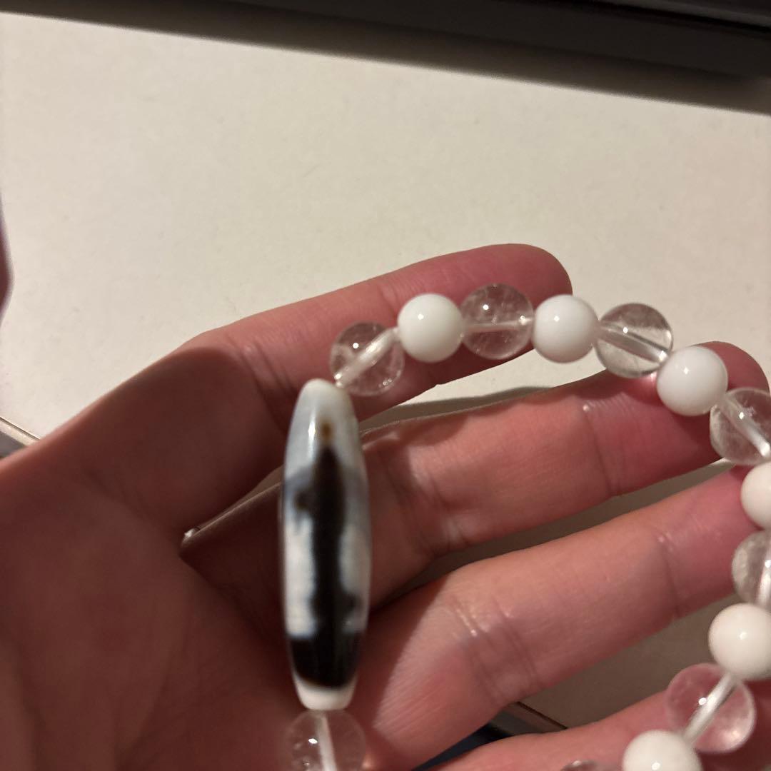 すごい浄化！白い観音如意天珠！ホワイトオニキスとガーネッシュヒマール水晶！