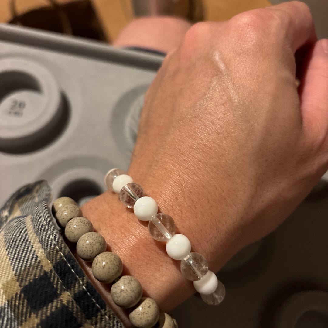 すごい浄化！白い観音如意天珠！ホワイトオニキスとガーネッシュヒマール水晶！