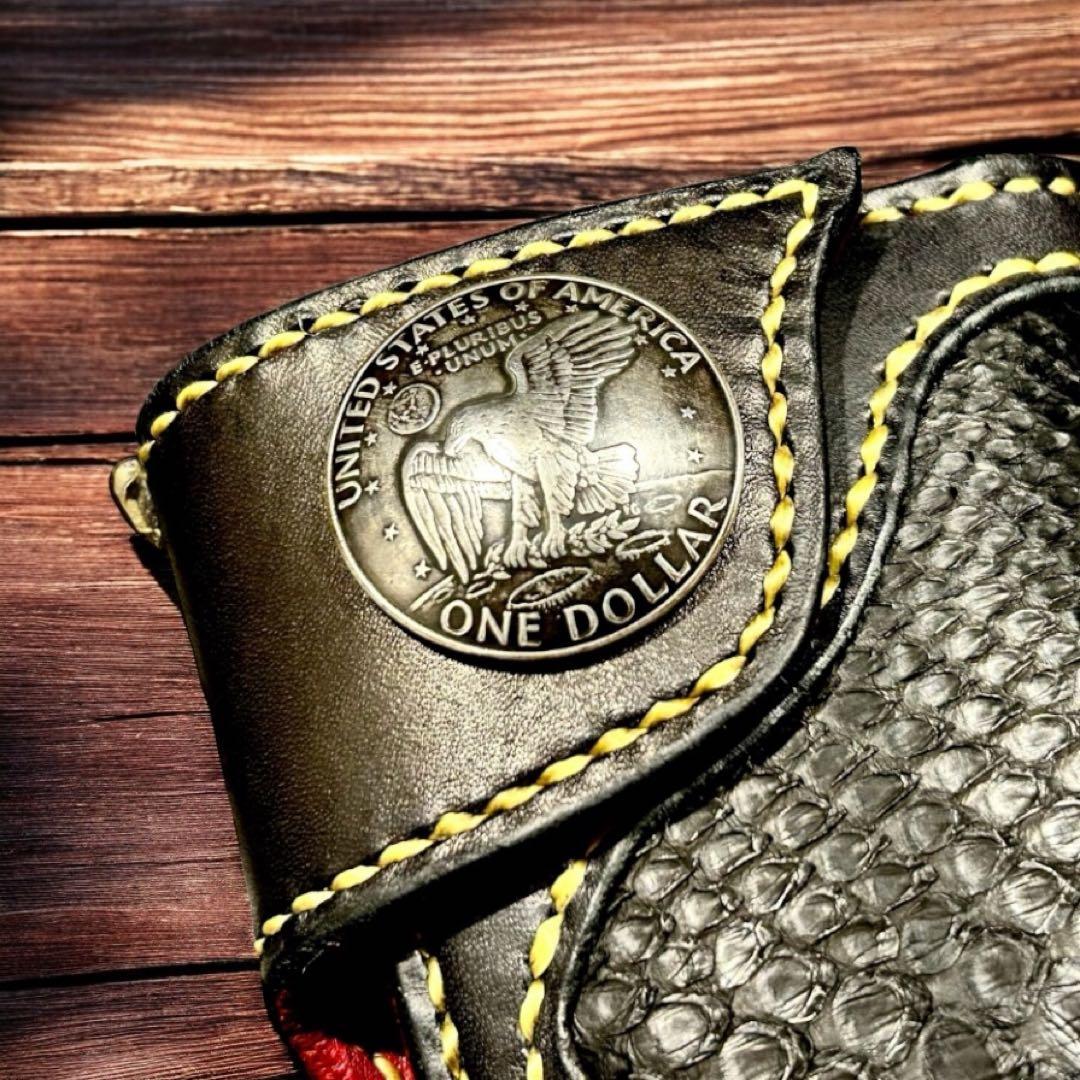 Gravy Leather ブラック パイソン 蛇革 バイカー長財布 栃木レザー