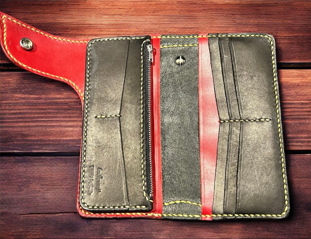 Gravy Leather ブラック パイソン 蛇革 バイカー長財布 栃木レザー