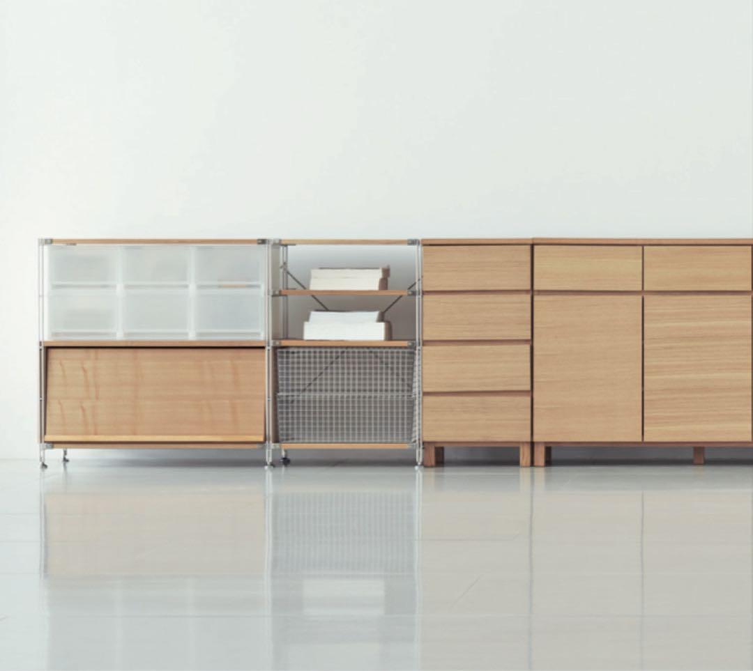 ⭐️美品⭐️入手困難⭐️無印良品⭐️脚付き⭐️オーク材・ガラス扉 キャビネット