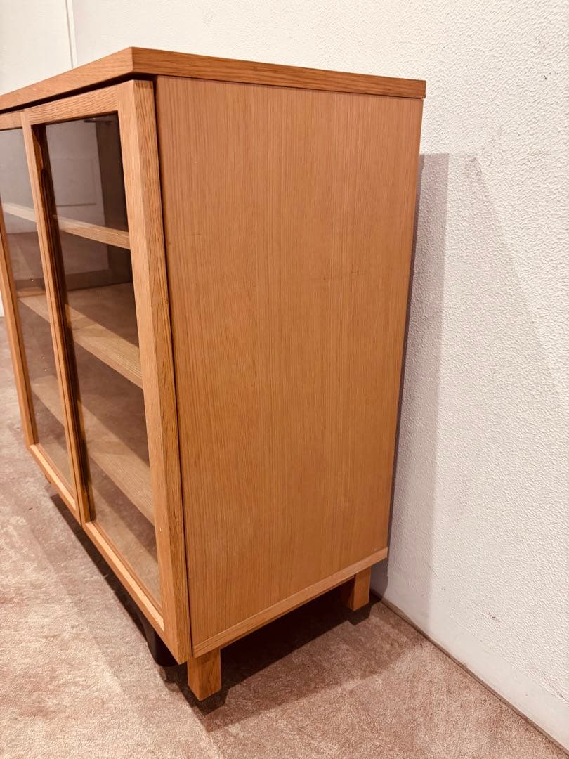 ⭐️美品⭐️入手困難⭐️無印良品⭐️脚付き⭐️オーク材・ガラス扉 キャビネット