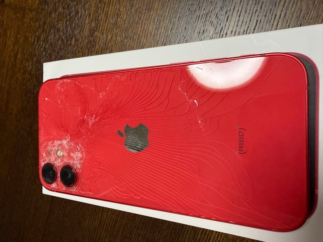 「訳あり」iPhone12 mini レッド　64GB 背面割れあり