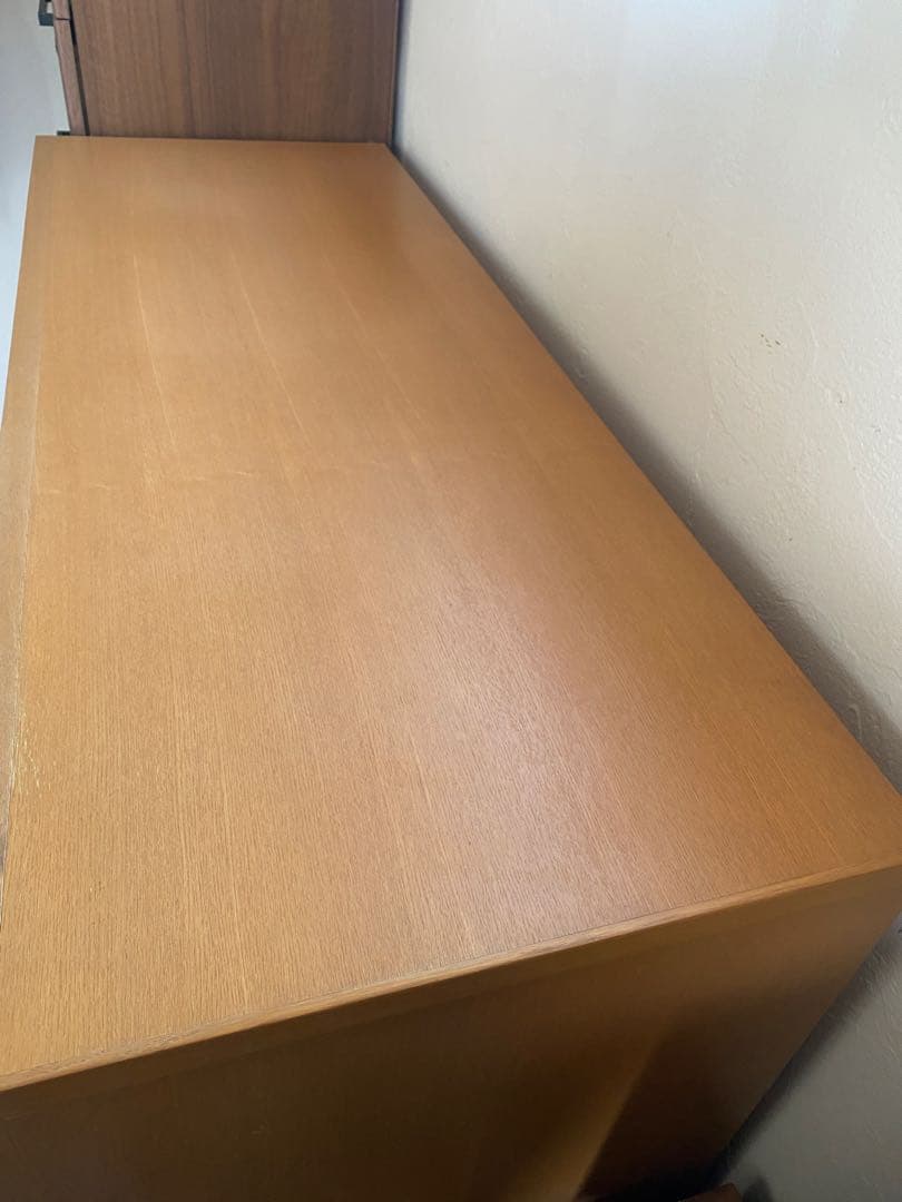 7段木製タンス　ルーバー大型　ブラウン　スラットデザインチェスト　おしゃれ