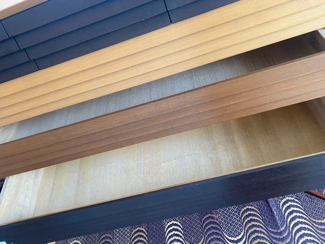 7段木製タンス　ルーバー大型　ブラウン　スラットデザインチェスト　おしゃれ