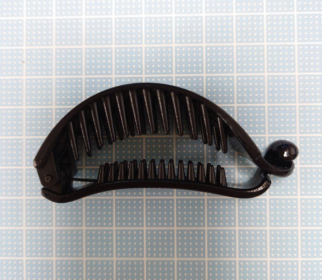 大人可愛いリボン半月アーチバナナクリップ☆千鳥格子×ツイード×パール