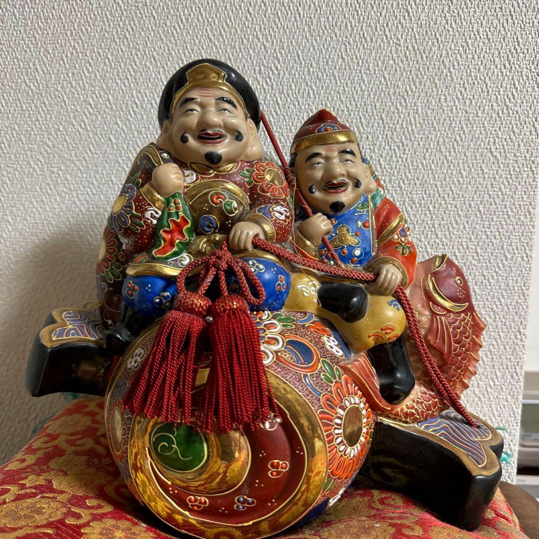 高級九谷焼 打ち出の小槌と大黒様・恵比寿様 - 工芸品　貴重　昭和