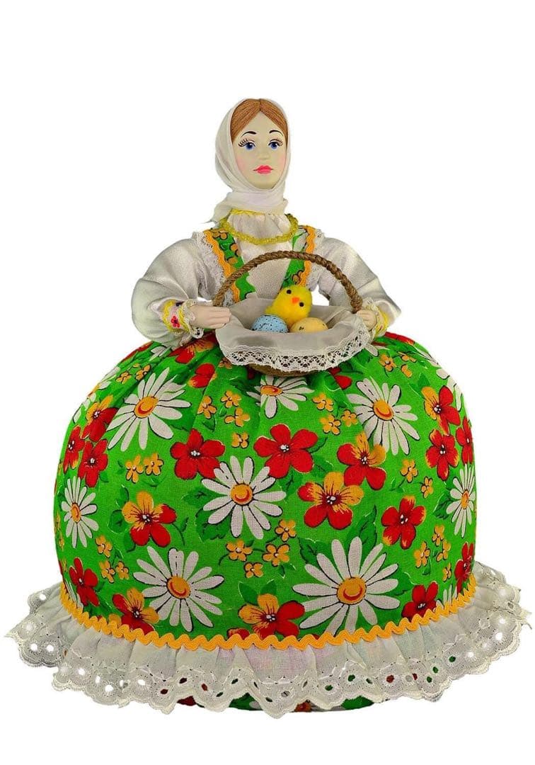 イースターギフトとしてのデザイナー人形 花柄ドレスの伝統的な人形