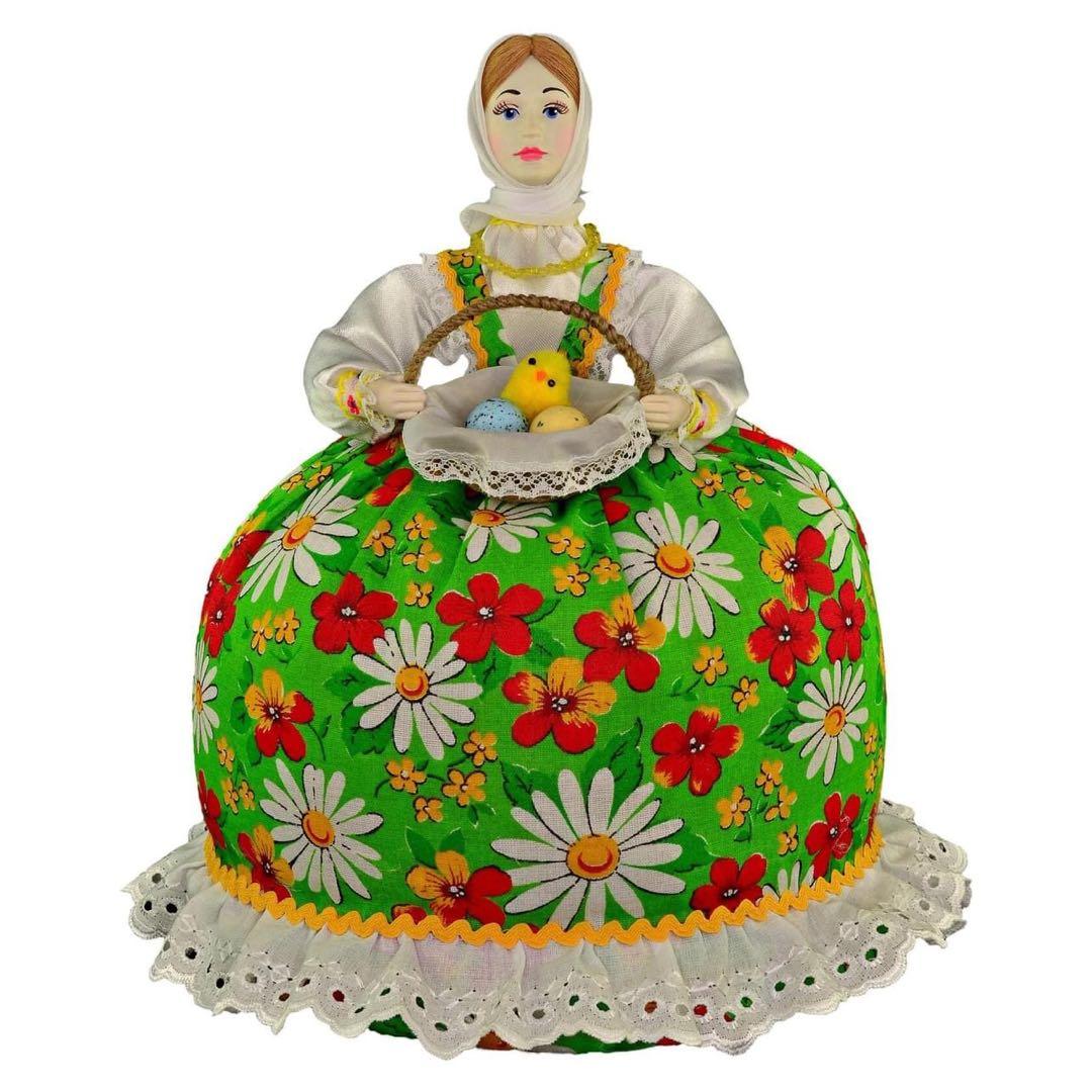 イースターギフトとしてのデザイナー人形 花柄ドレスの伝統的な人形