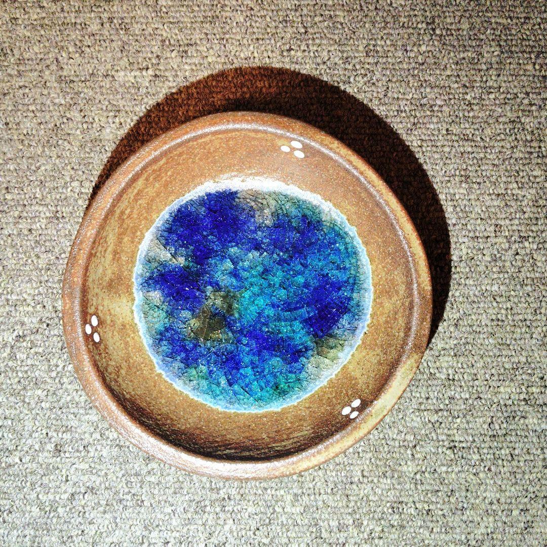 未使用 沖縄やちむん 【工房:ei-bow】 北川 稔:作 丸皿・角小皿