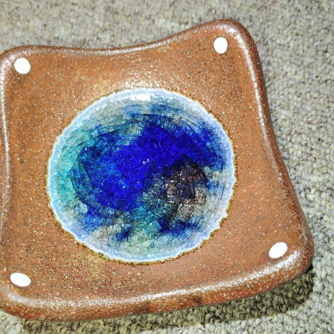 未使用 沖縄やちむん 【工房:ei-bow】 北川 稔:作 丸皿・角小皿