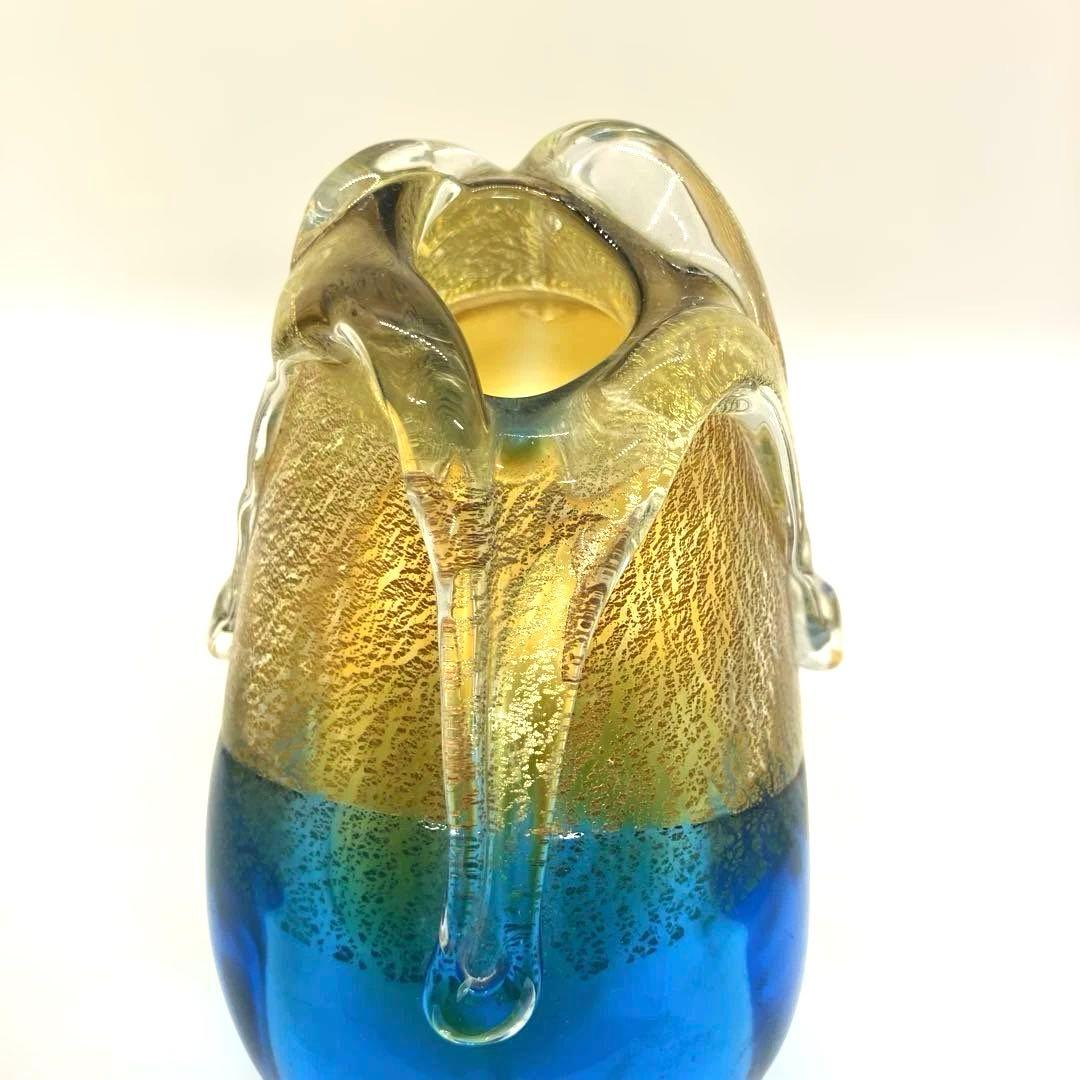 アデリア　石塚硝子　津軽びいどろ　金彩秋風花瓶　小サイズ